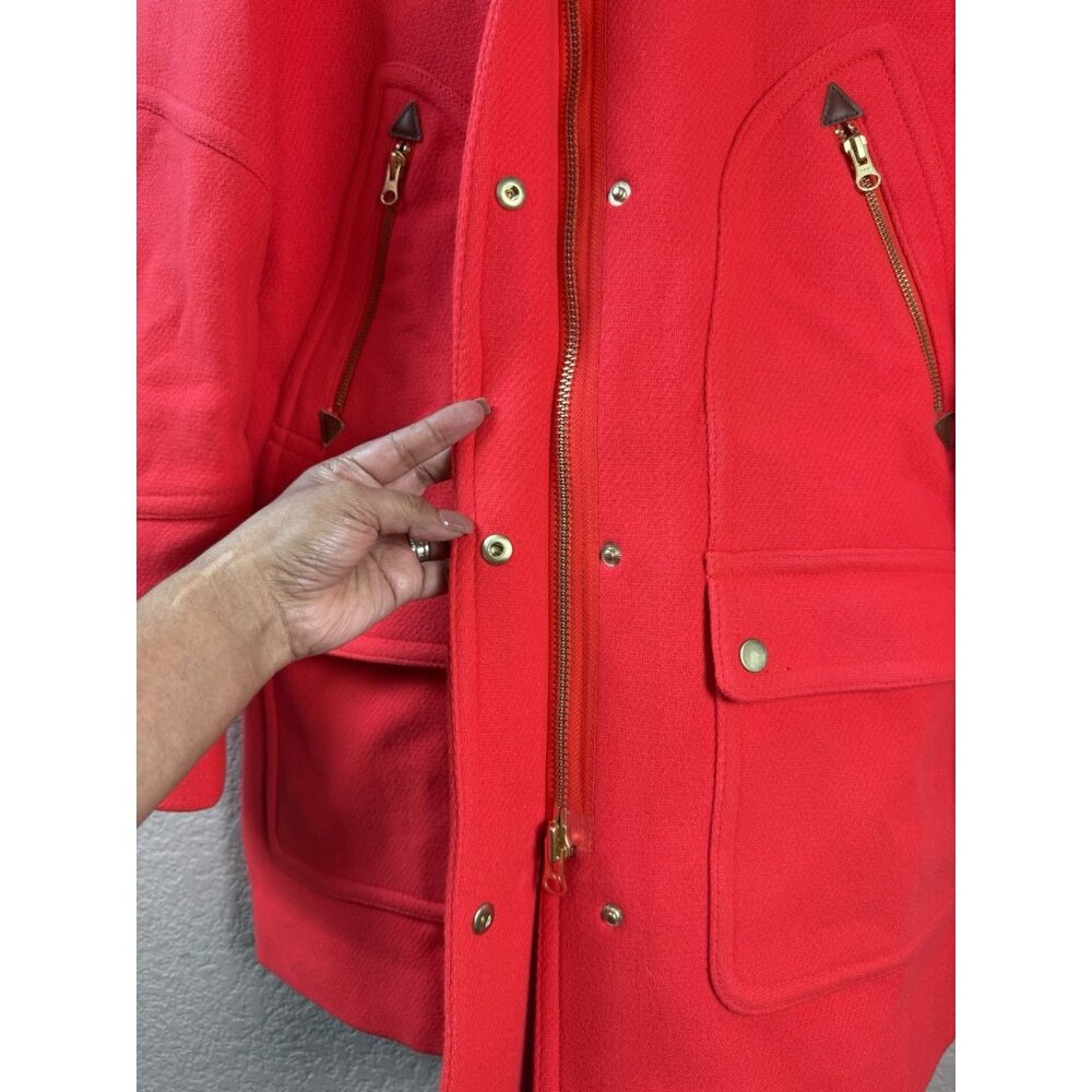 J Crew Women’s ChateauParka Bright  Magenta in Italian Stadium-Cloth Wool Sz 6 - Picture 2 of 12